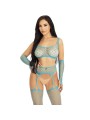 LEG AVENUE - SET TOP KOUSENBAND & HANDSCHOENEN BLAUW