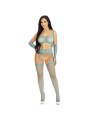 LEG AVENUE - SET TOP MEDIAS DE LIGA & GUANTES AZUL