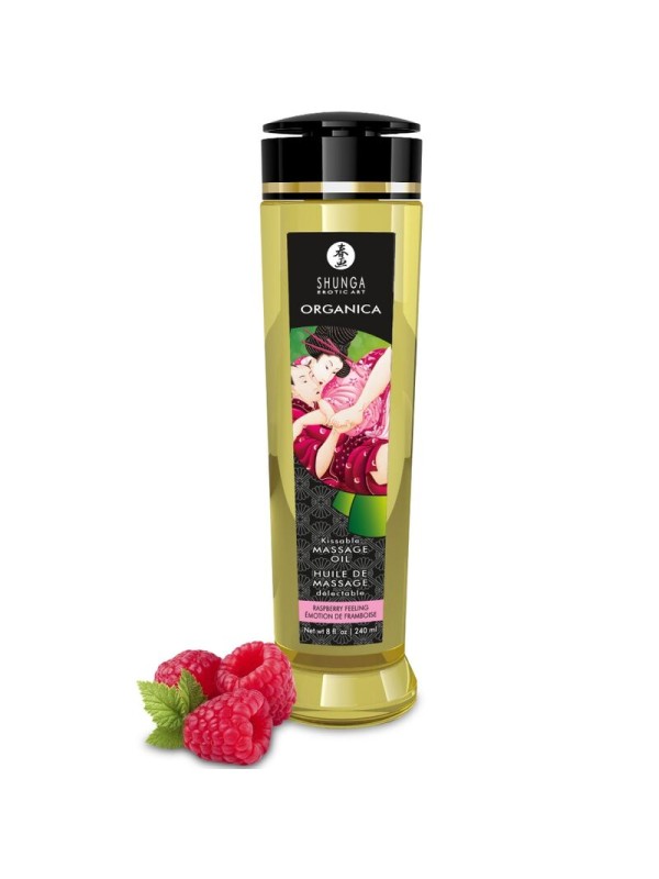 SHUNGA - ÓLEO DE MASSAGEM ORGÂNICO COM AROMA DE FRAMBOESA 240 ML