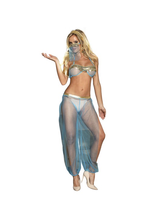 SUBBLIME - INDIEN-STIL BLAUES DESSOUS-SET L/XL