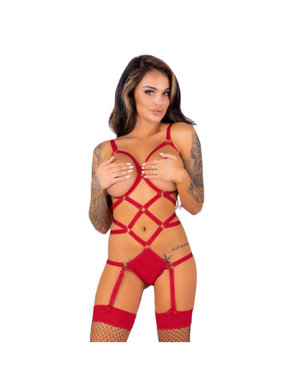 LIVCO CORSETTI FASHION - THIARA LC 20213 SET BODY + MEDIAS ROJA S/M