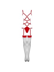 LIVCO CORSETTI FASHION - THIARA LC 20213 SET BODY + CALZE ROSSO L/XL