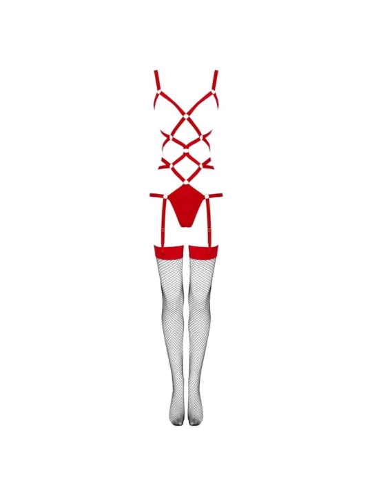 LIVCO CORSETTI FASHION - THIARA LC 20213 SET BODY + MEDIAS ROJA L/XL