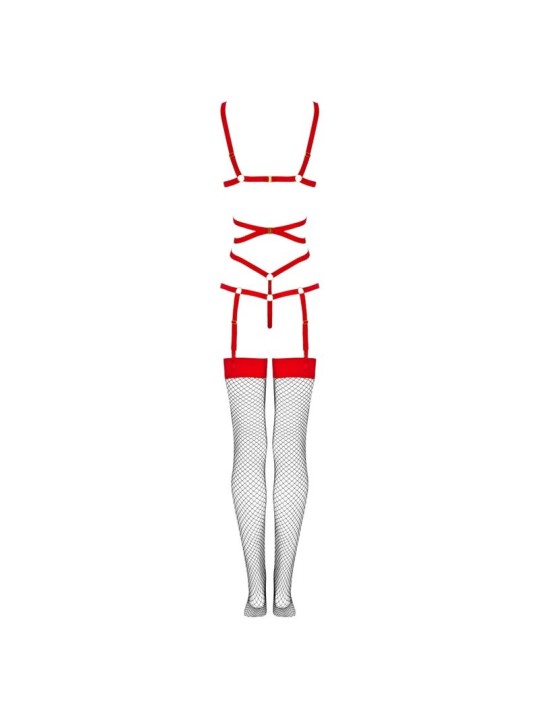 LIVCO CORSETTI FASHION - THIARA LC 20213 SET BODY + CALZE ROSSO L/XL