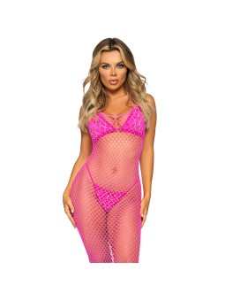 LEG AVENUE - LANGE FUCHSIA MESH JURK ONE SIZE