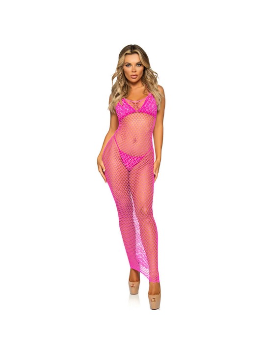 LEG AVENUE - LANGES NETZKLEID PINK EINE GRÖSSE