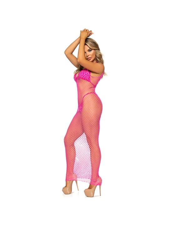 LEG AVENUE - LANGES NETZKLEID PINK EINE GRÖSSE