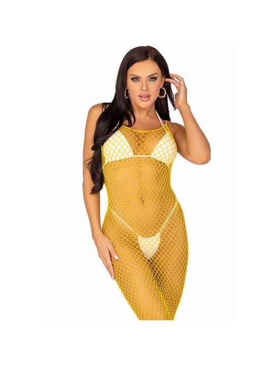 LEG AVENUE - LONG NET DRESS YELLOW ONE SIZE