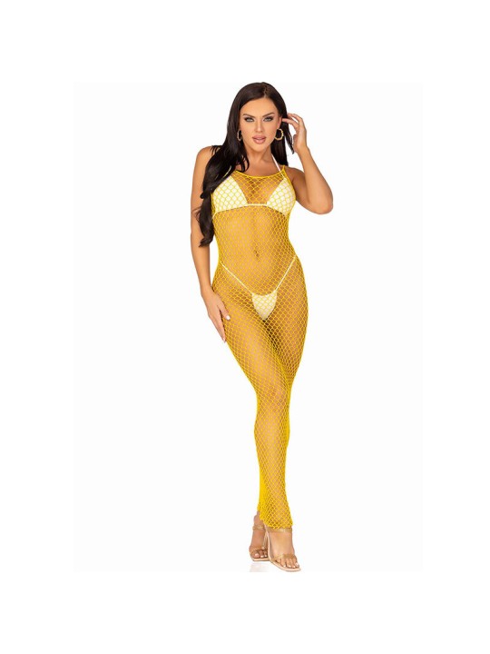 LEG AVENUE - ROBE LONGUE FILET JAUNE TAILLE UNIQUE