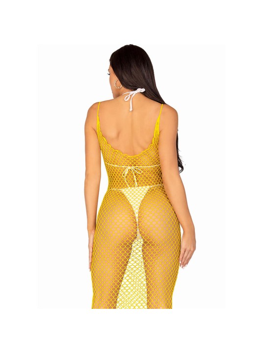 LEG AVENUE - LONG NET DRESS YELLOW ONE SIZE
