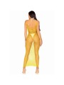 LEG AVENUE - LANGES NETZKLEID GELB EINE GRÖSSE