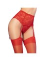 CHILIROSE - CR 4718 GARTERBELT & STOCKINGS RED S