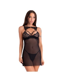 LIVCO CORSETTI FASHION - KROLINA LC 90734 CHEMISE + STRING NOIR S/M
