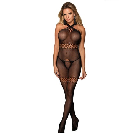 SUBBLIME - 951948 BODYSTOCKING A RETE CON SPALLINE INCROCIATE NERO TAG