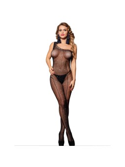 SUBBLIME - 952037 BODYSTOCKING MONOSPALLA A RETE CON STRASS NERO TAGLI