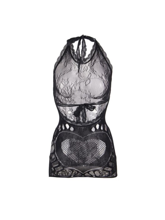 SUBBLIME - 952075 ROBE COURTE EN RÉSILLE AVEC DÉTAIL DOS ET COEUR NOIR