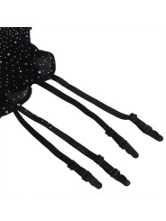 SUBBLIME - 952174 BODYSTOCKING DE REDE COM LUVAS E DIAMANTES PRETO TAM