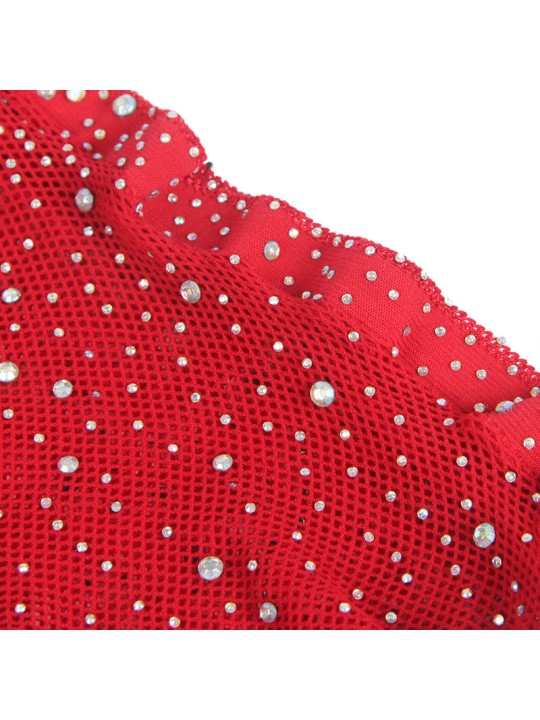 SUBBLIME - 952181 BODYSTOCKING DE REJILLA CON GUANTES Y DIAMANTES ROJO