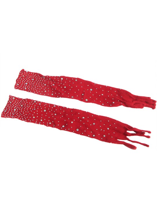 SUBBLIME - 952181 BODYSTOCKING DE REDE COM LUVAS E DIAMANTES VERMELHO 