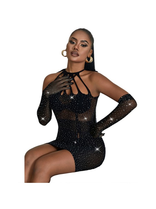 SUBBLIME - 952235 NETZKLEID MIT STRASS SCHWARZ EINHEITSGRÖSSE