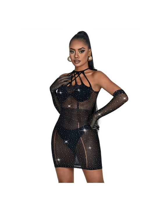 SUBBLIME - 952235 NETZKLEID MIT STRASS SCHWARZ EINHEITSGRÖSSE