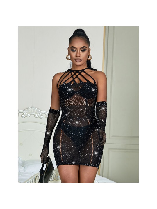 SUBBLIME - 952235 ZWARTE STRASS NETJURK ONE SIZE