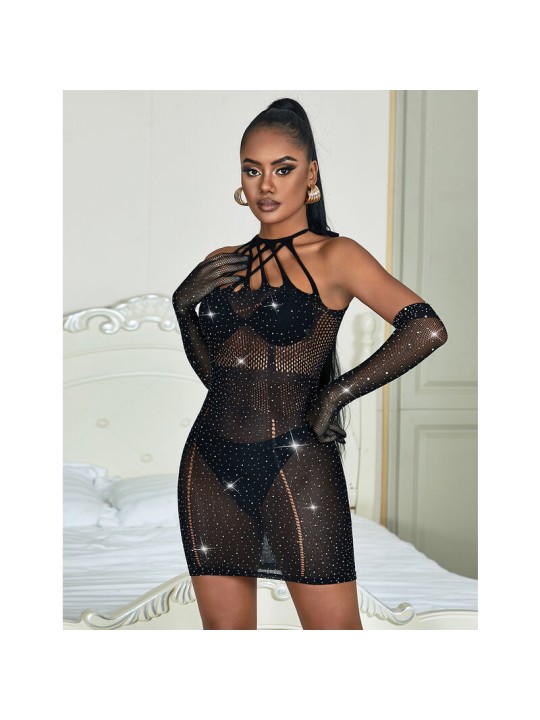 SUBBLIME - 952235 NETZKLEID MIT STRASS SCHWARZ EINHEITSGRÖSSE