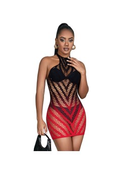 SUBBLIME - 952242 VESTIDO REDE ELSTICA DEGRADADA VERMELHA E PRETA TAMA