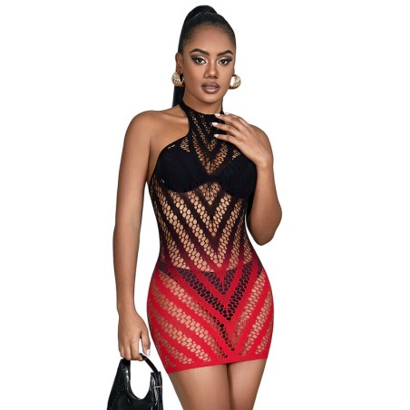 SUBBLIME - 952242 ROOD EN ZWART VERLOOP STRETCH VISNETJURK ONE SIZE