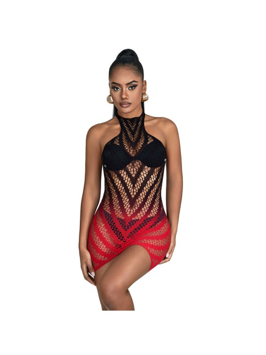 SUBBLIME - 952242 ROOD EN ZWART VERLOOP STRETCH VISNETJURK ONE SIZE