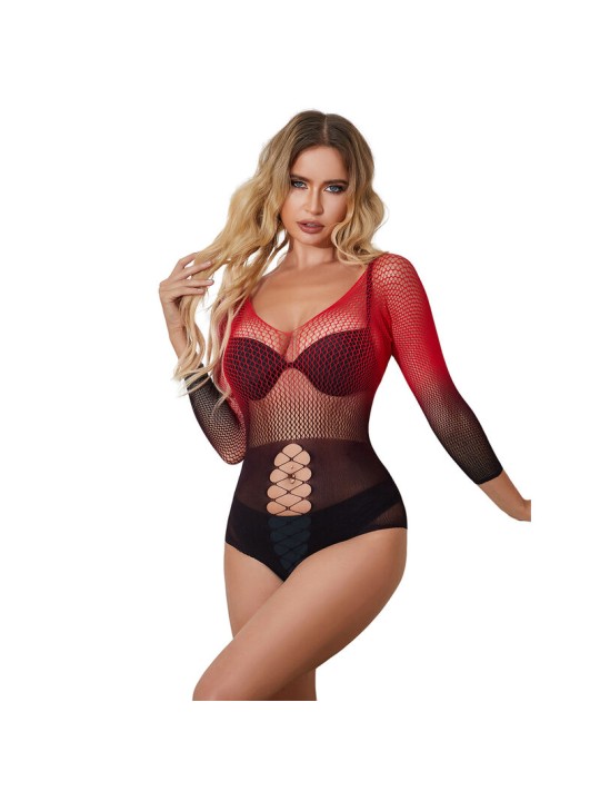 SUBBLIME - 952259 VESTITO ELASTICO A RETE MANICA LUNGA SFUMATO ROSSO E