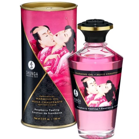 SHUNGA - WARMTE-EFFECT MASSAGEOLIE INTENSE FRAMBOZENSMAAK 100 ML
