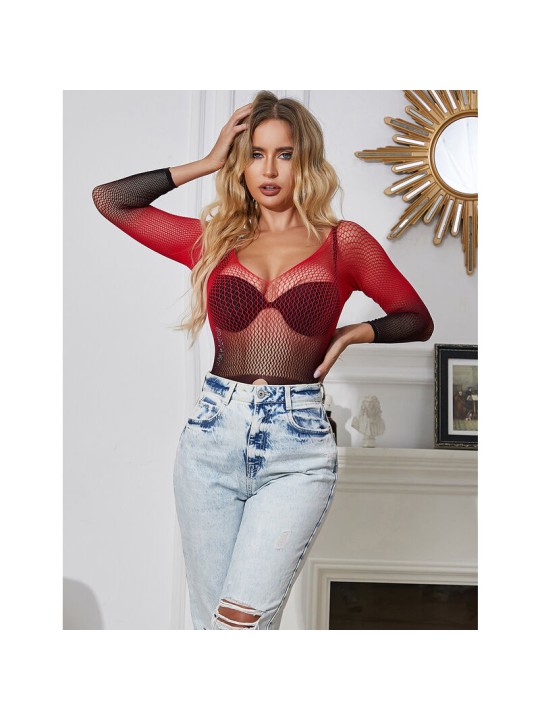SUBBLIME - 952259 VESTIDO DE REJILLA ELÁSTICO MANGA LARGA DEGRADADO RO