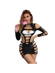 SUBBLIME - 952266 LONG SLEEVE ELASTIC FISHNET DRESS BLACK ONE SIZE