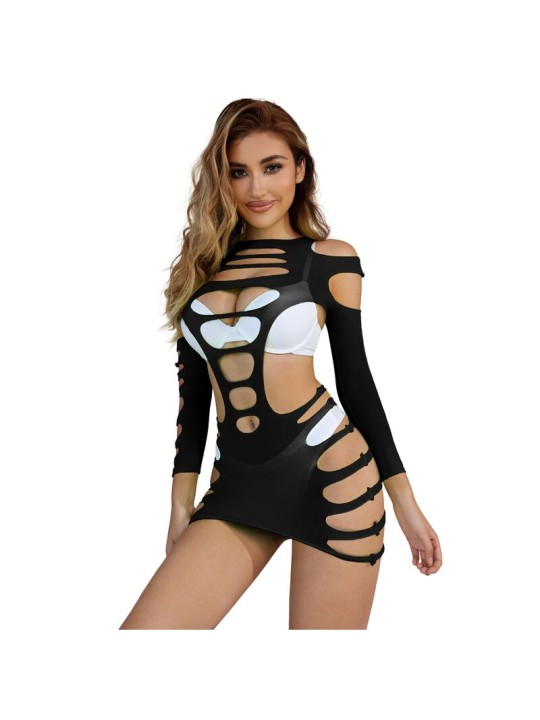 SUBBLIME - 952266 ROBE RÉSILLE ÉLASTIQUE MANCHES LONGUES NOIR TAILLE U