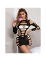 SUBBLIME - 952266 LANGRMELIGER ELASTISCHER NETZ-KLEID SCHWARZ EINE GRÖ
