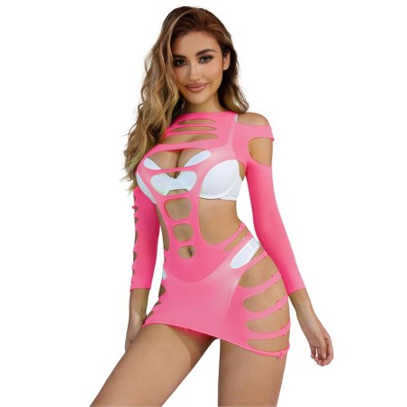 SUBBLIME - 952273 ROBE RÉSILLE ÉLASTIQUE MANCHES LONGUES ROSE TAILLE U