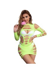 SUBBLIME - 952280 GRÜN LANGRMELIGER ELASTISCHER NETZ-KLEID EINE GRÖSSE