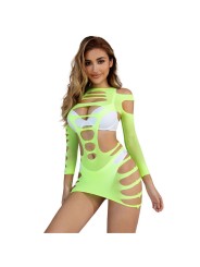 SUBBLIME - 952280 GRÜN LANGRMELIGER ELASTISCHER NETZ-KLEID EINE GRÖSSE