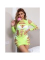SUBBLIME - 952280 GRÜN LANGRMELIGER ELASTISCHER NETZ-KLEID EINE GRÖSSE