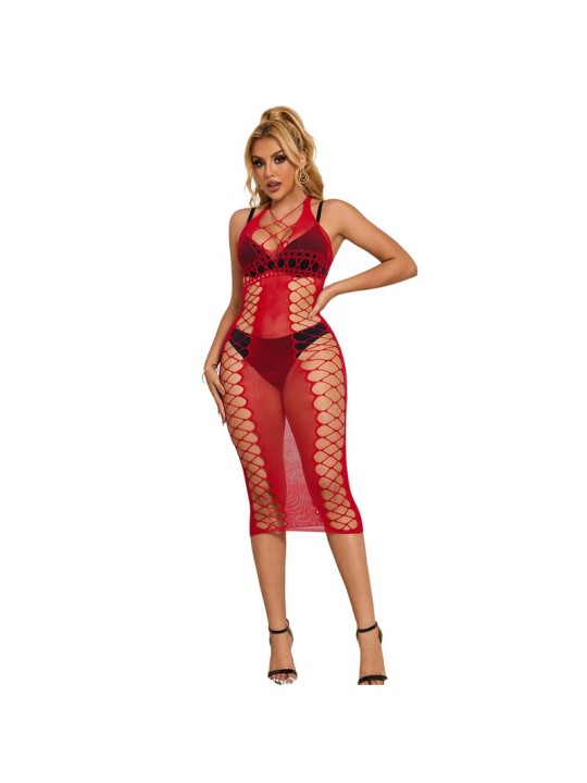 SUBBLIME - 952327 VESTITO LUNGO A RETE ROSSO TAGLIA UNICA