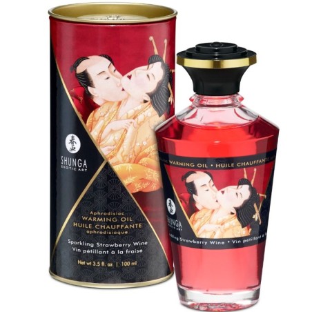SHUNGA - AARDBEI EN CAVA WARMTE-EFFECT MASSAGE OLIE 100 ML