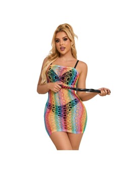 SUBBLIME - 952365 REGENBOOG OFF THE SHOULDER MESH JURK ONE SIZE