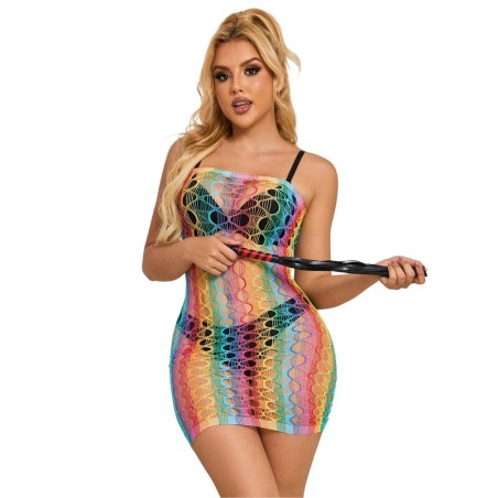 SUBBLIME - 952365 REGENBOOG OFF THE SHOULDER MESH JURK ONE SIZE