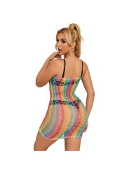 SUBBLIME - 952365 RAINBOW BARE SHOULDER FISHNET DRESS ONE SIZE