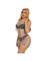 SUBBLIME - 952365 RAINBOW BARE SHOULDER FISHNET DRESS ONE SIZE