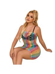 SUBBLIME - 952365 REGENBOOG OFF THE SHOULDER MESH JURK ONE SIZE