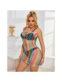 SUBBLIME - 952365 RAINBOW BARE SHOULDER FISHNET DRESS ONE SIZE