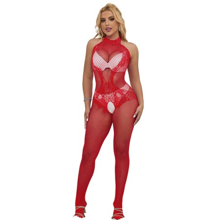 SUBBLIME - 952372 BODYSTOCKING A RETE E PIZZO SENZA CAVALLO CON COLLO 