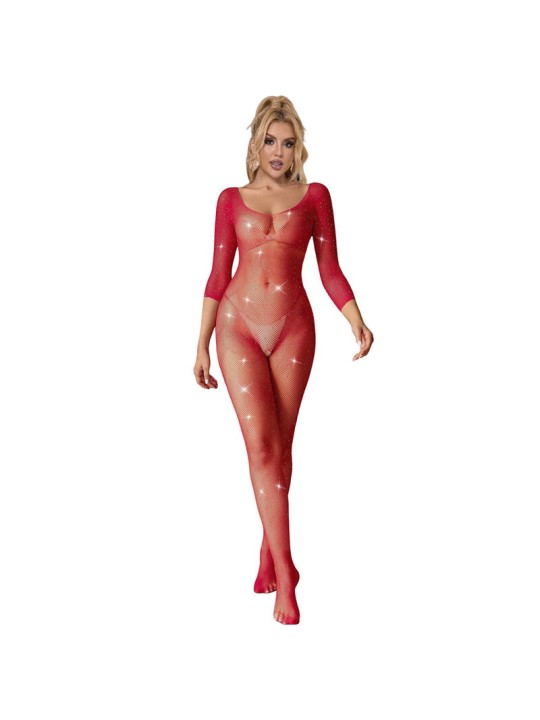 SUBBLIME - 952419 BODYSTOCKING DE REDE COM DIAMANTES MANGA LONGA VERME